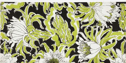 green and white floral with black background